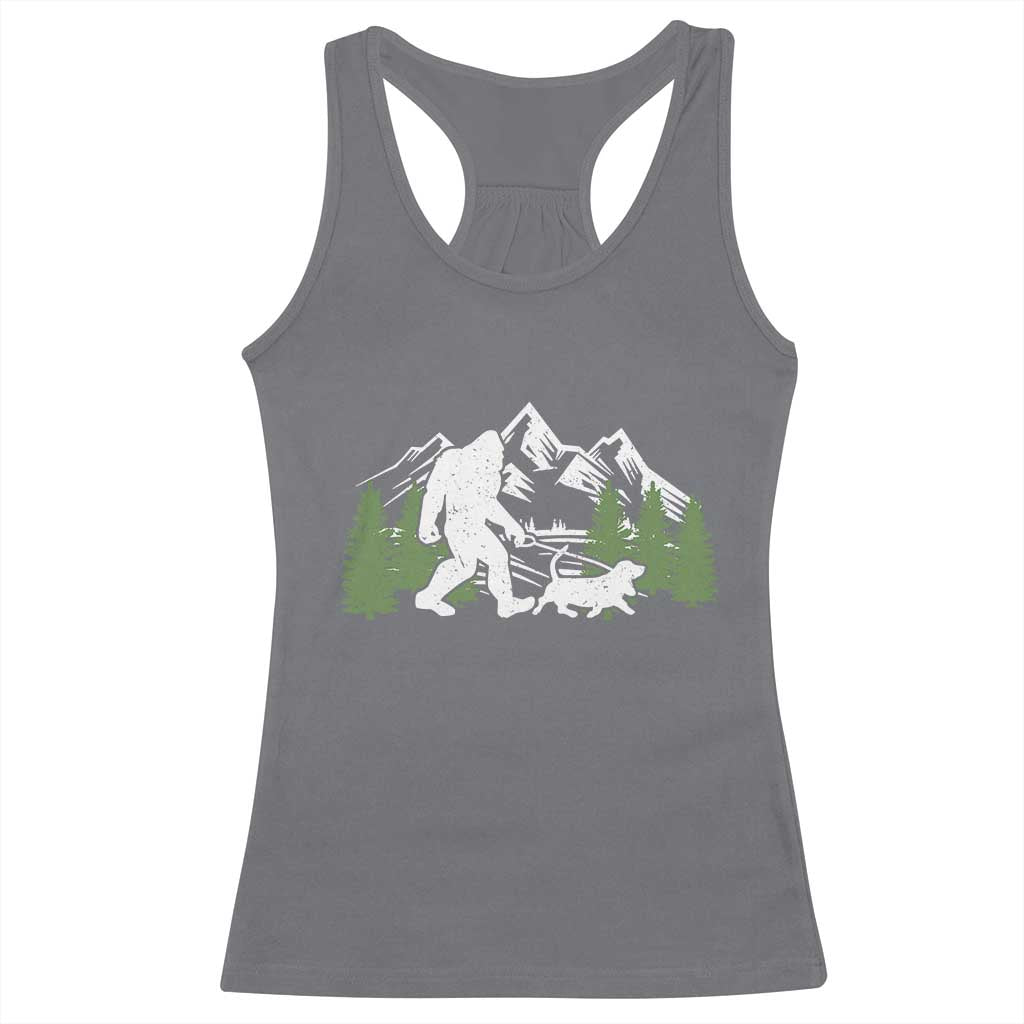 Bigfoot Walking Dachshund Racerback Tank Top Funny Wiener Dog Gift Sasquatch TS10 Charcoal Print Your Wear