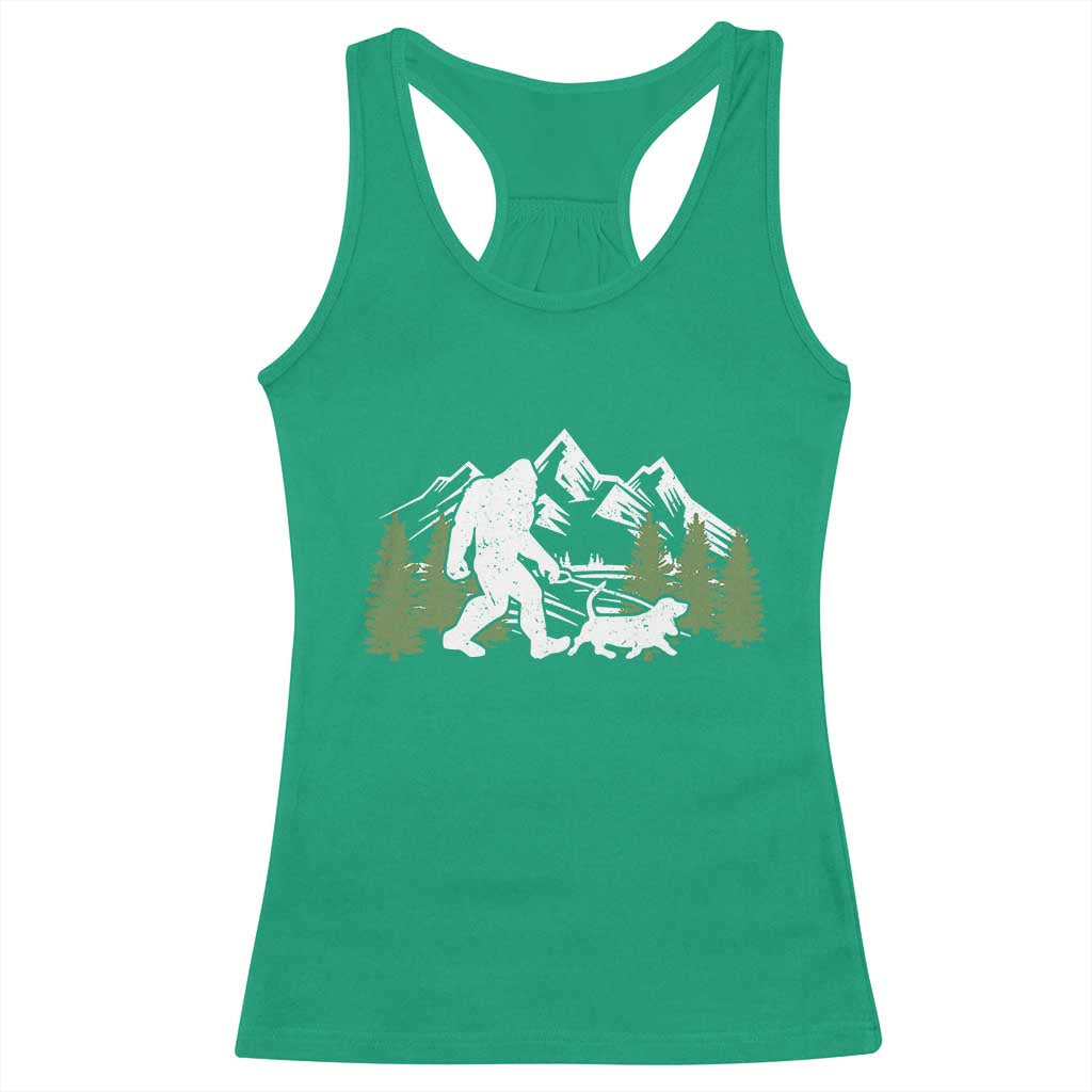 Bigfoot Walking Dachshund Racerback Tank Top Funny Wiener Dog Gift Sasquatch TS10 Irish Green Print Your Wear
