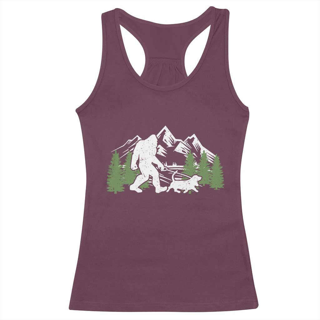 Bigfoot Walking Dachshund Racerback Tank Top Funny Wiener Dog Gift Sasquatch TS10 Maroon Print Your Wear