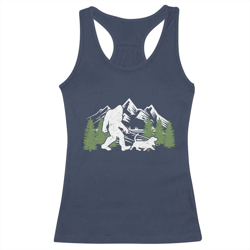 Bigfoot Walking Dachshund Racerback Tank Top Funny Wiener Dog Gift Sasquatch TS10 Navy Print Your Wear