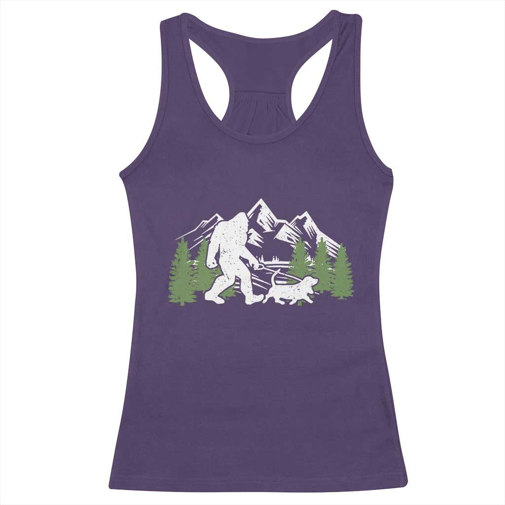 Bigfoot Walking Dachshund Racerback Tank Top Funny Wiener Dog Gift Sasquatch TS10 Purple Print Your Wear