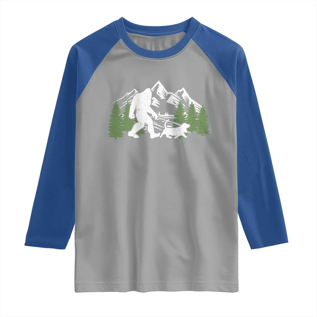Bigfoot Walking Dachshund Raglan Shirt Funny Wiener Dog Gift Sasquatch TS10 Sport Gray Royal Print Your Wear