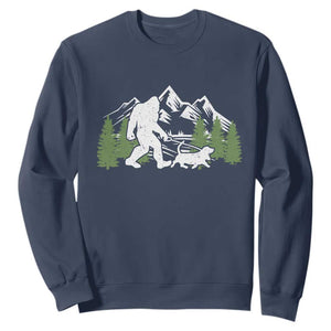 Bigfoot Walking Dachshund Sweatshirt Funny Wiener Dog Gift Sasquatch TS10 Navy Print Your Wear