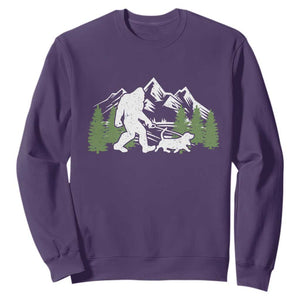 Bigfoot Walking Dachshund Sweatshirt Funny Wiener Dog Gift Sasquatch TS10 Purple Print Your Wear