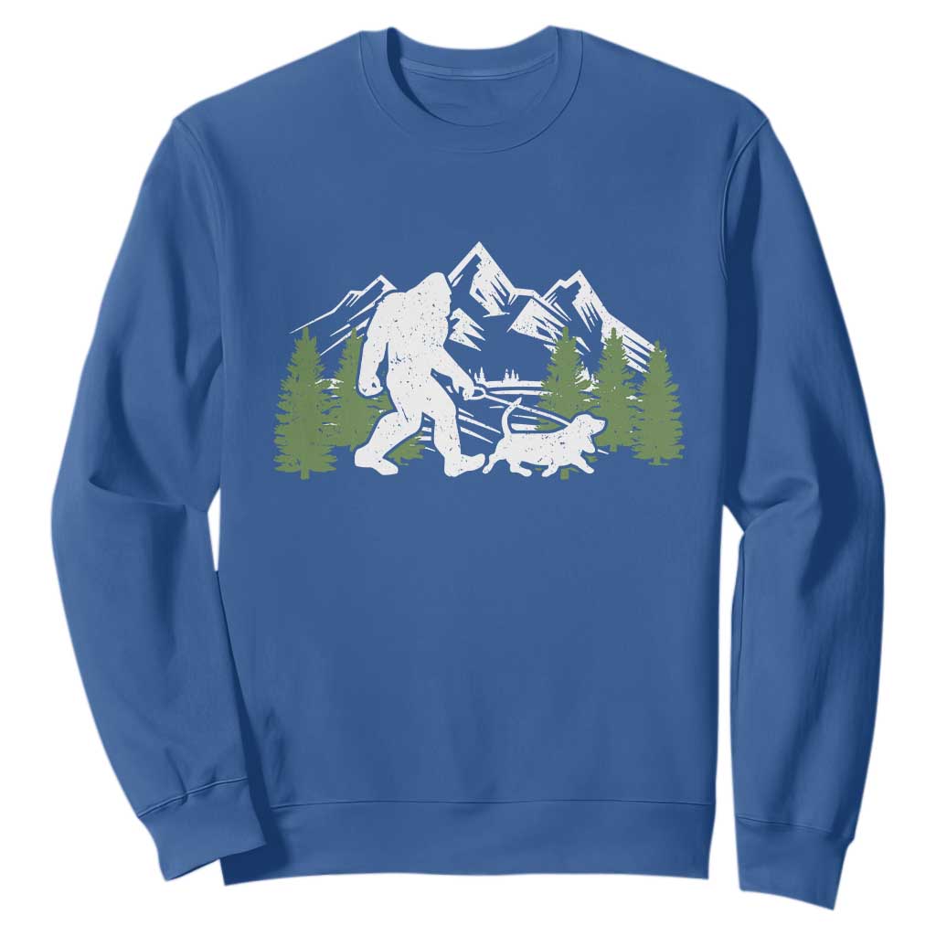 Bigfoot Walking Dachshund Sweatshirt Funny Wiener Dog Gift Sasquatch TS10 Royal Blue Print Your Wear