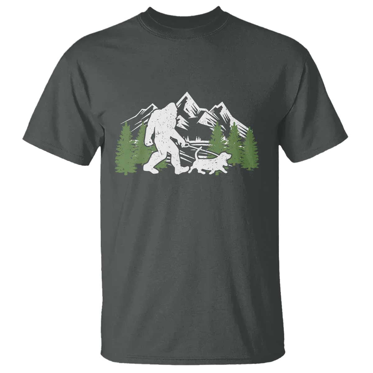 Bigfoot Walking Dachshund T Shirt Funny Wiener Dog Gift Sasquatch TS10 Dark Heather Print Your Wear
