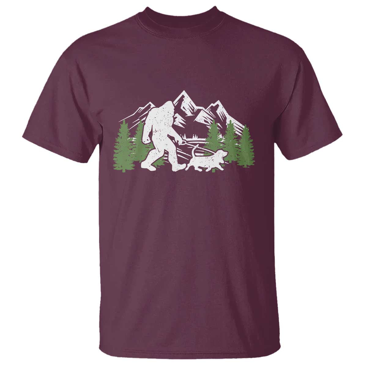 Bigfoot Walking Dachshund T Shirt Funny Wiener Dog Gift Sasquatch TS10 Maroon Print Your Wear