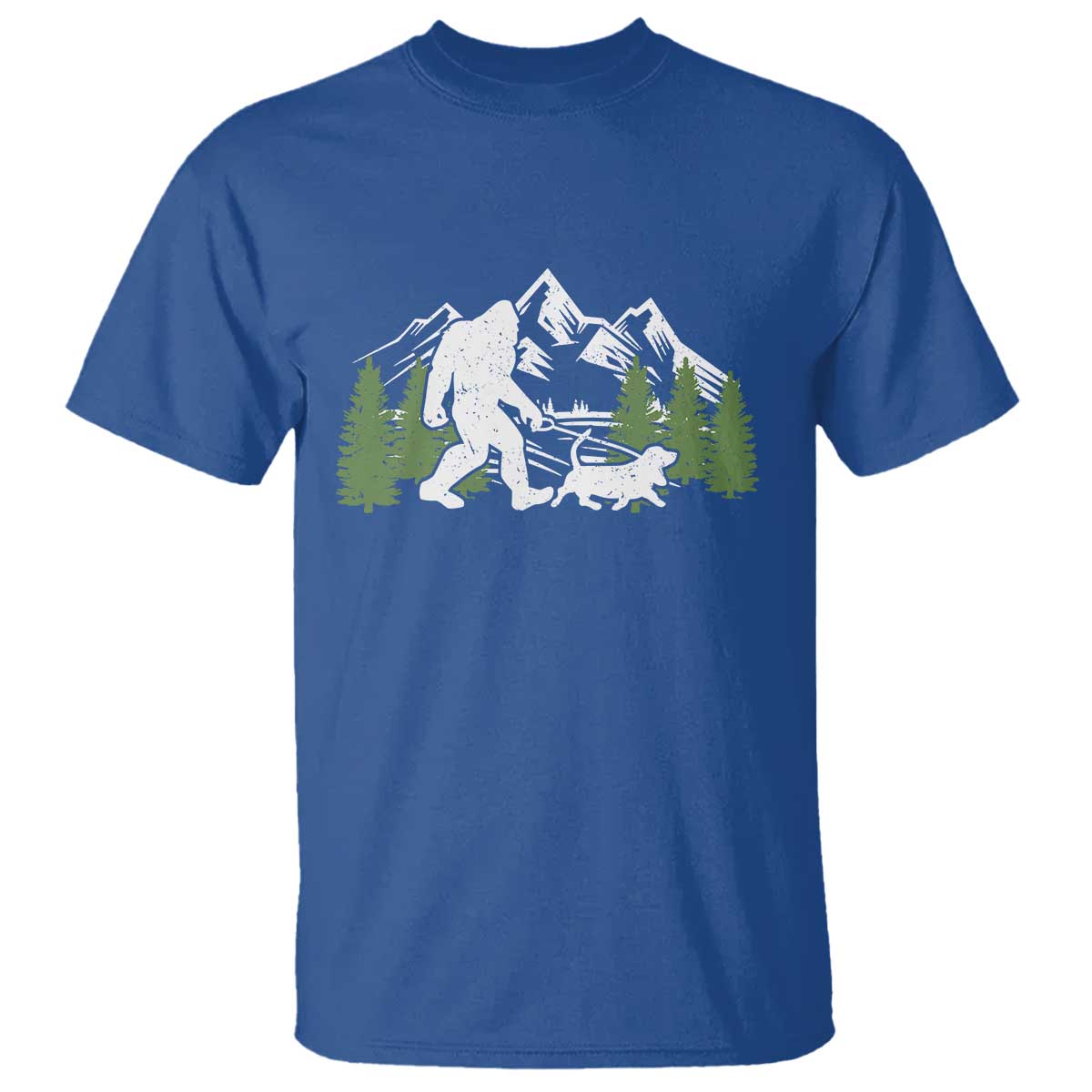 Bigfoot Walking Dachshund T Shirt Funny Wiener Dog Gift Sasquatch TS10 Royal Blue Print Your Wear