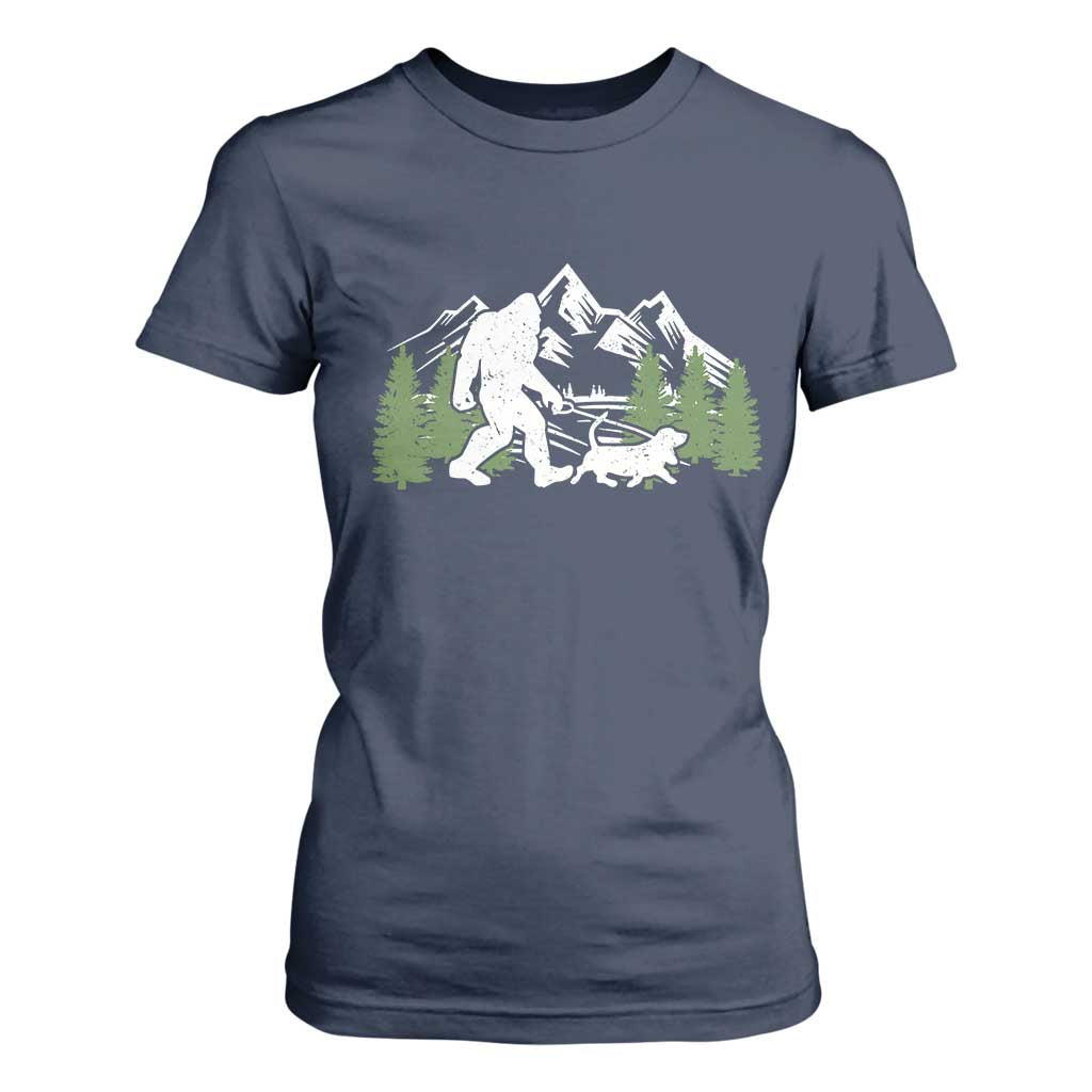 Bigfoot Walking Dachshund T Shirt For Women Funny Wiener Dog Gift Sasquatch TS10 Navy Print Your Wear