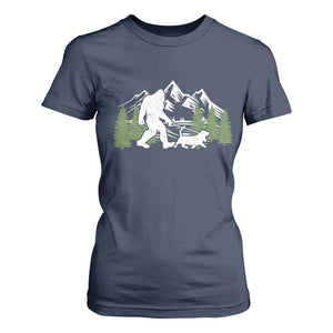 Bigfoot Walking Dachshund T Shirt For Women Funny Wiener Dog Gift Sasquatch TS10 Navy Print Your Wear