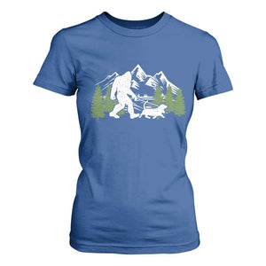 Bigfoot Walking Dachshund T Shirt For Women Funny Wiener Dog Gift Sasquatch TS10 Royal Blue Print Your Wear