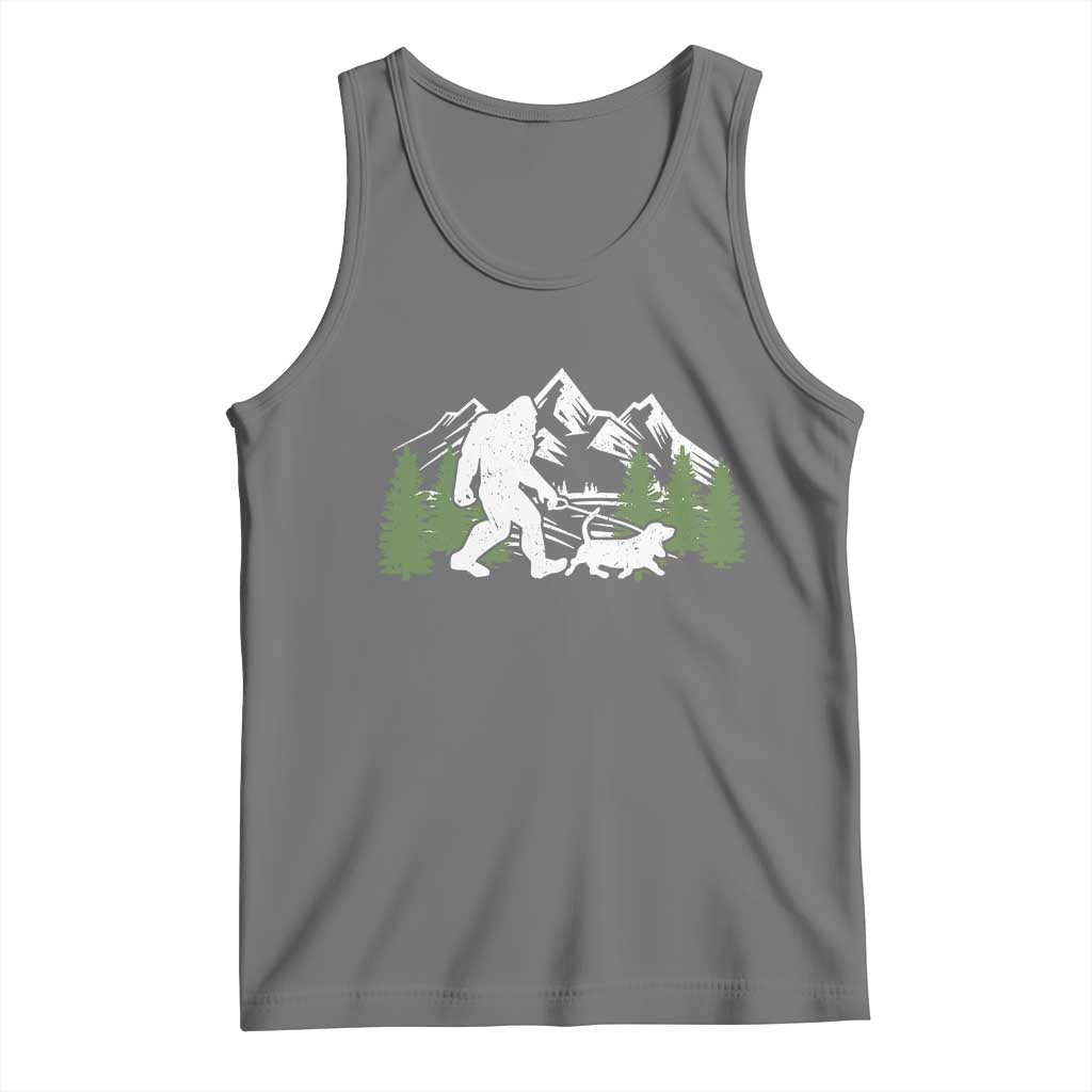 Bigfoot Walking Dachshund Tank Top Funny Wiener Dog Gift Sasquatch TS10 Black Heather Print Your Wear