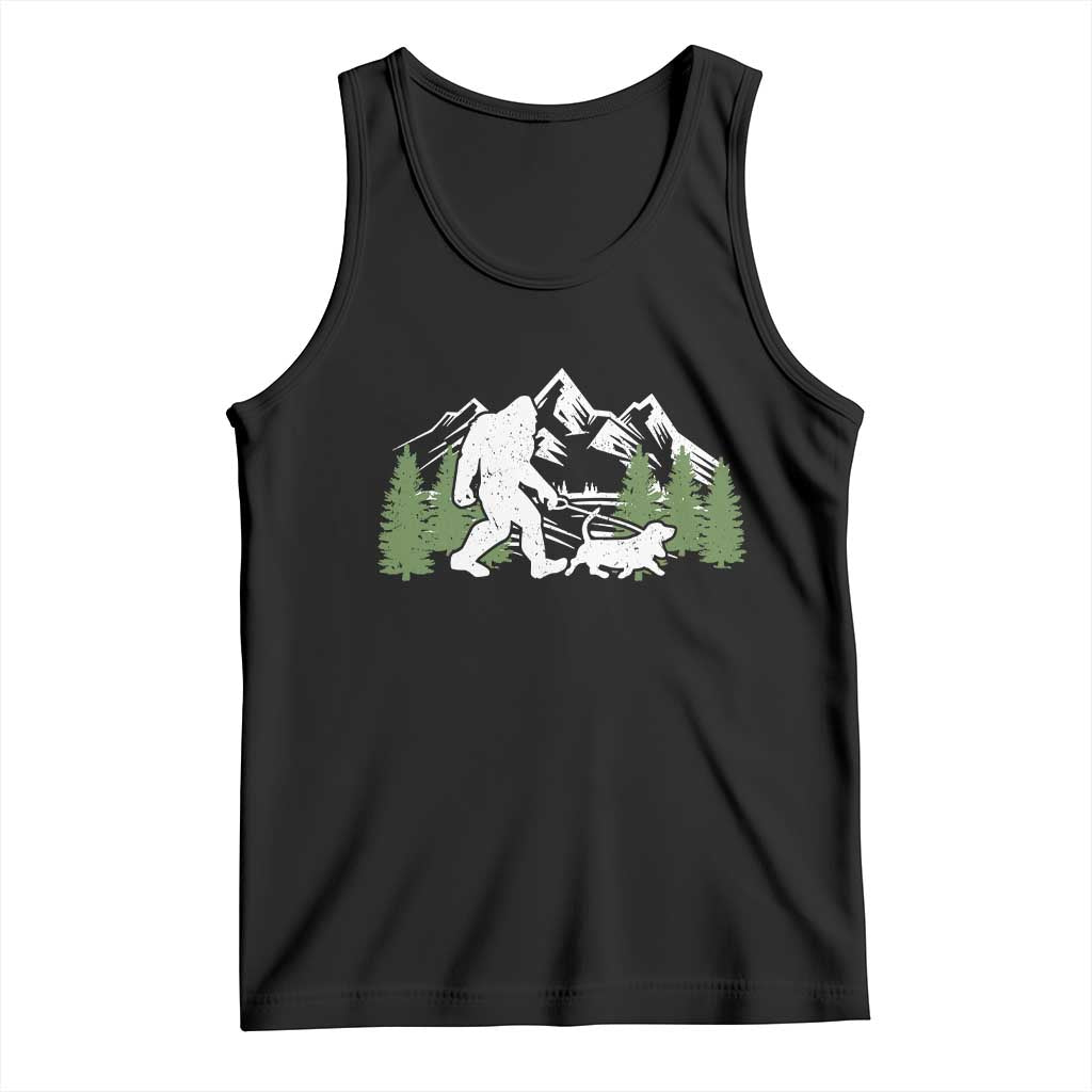 Bigfoot Walking Dachshund Tank Top Funny Wiener Dog Gift Sasquatch TS10 Black Print Your Wear
