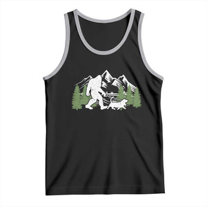 Bigfoot Walking Dachshund Tank Top Funny Wiener Dog Gift Sasquatch TS10 Black Athletic Heather Print Your Wear