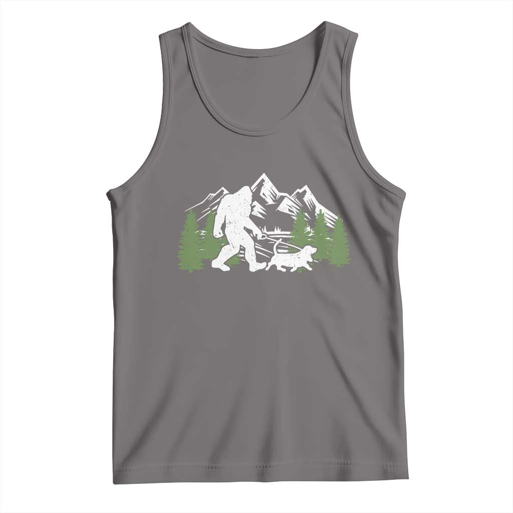 Bigfoot Walking Dachshund Tank Top Funny Wiener Dog Gift Sasquatch TS10 Deep Heather Print Your Wear