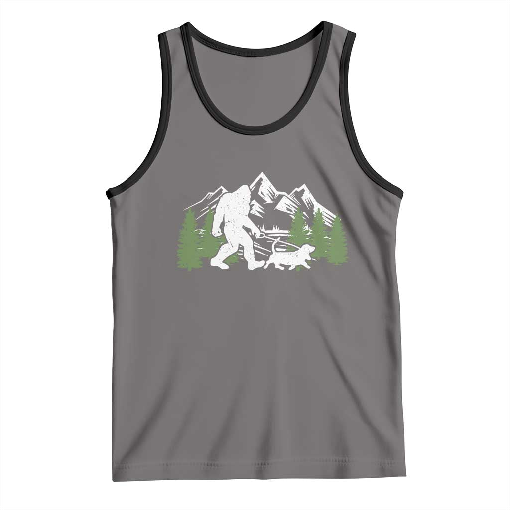 Bigfoot Walking Dachshund Tank Top Funny Wiener Dog Gift Sasquatch TS10 Deep Heather Black Print Your Wear