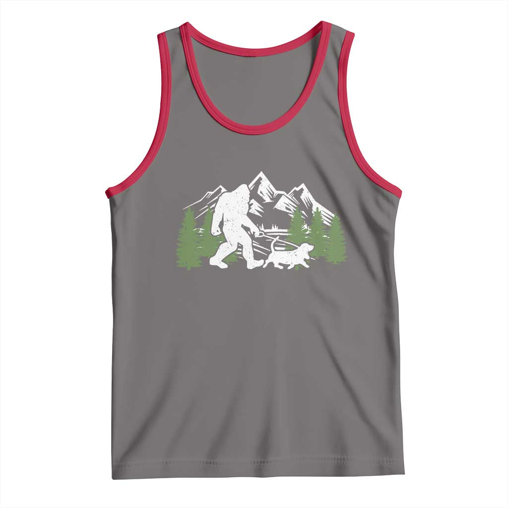 Bigfoot Walking Dachshund Tank Top Funny Wiener Dog Gift Sasquatch TS10 Deep Heather Red Print Your Wear