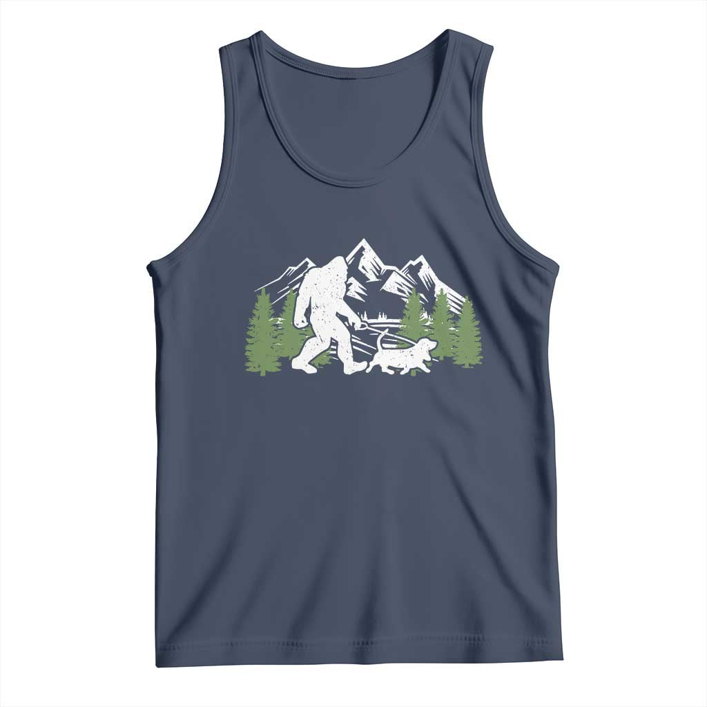 Bigfoot Walking Dachshund Tank Top Funny Wiener Dog Gift Sasquatch TS10 Navy Print Your Wear