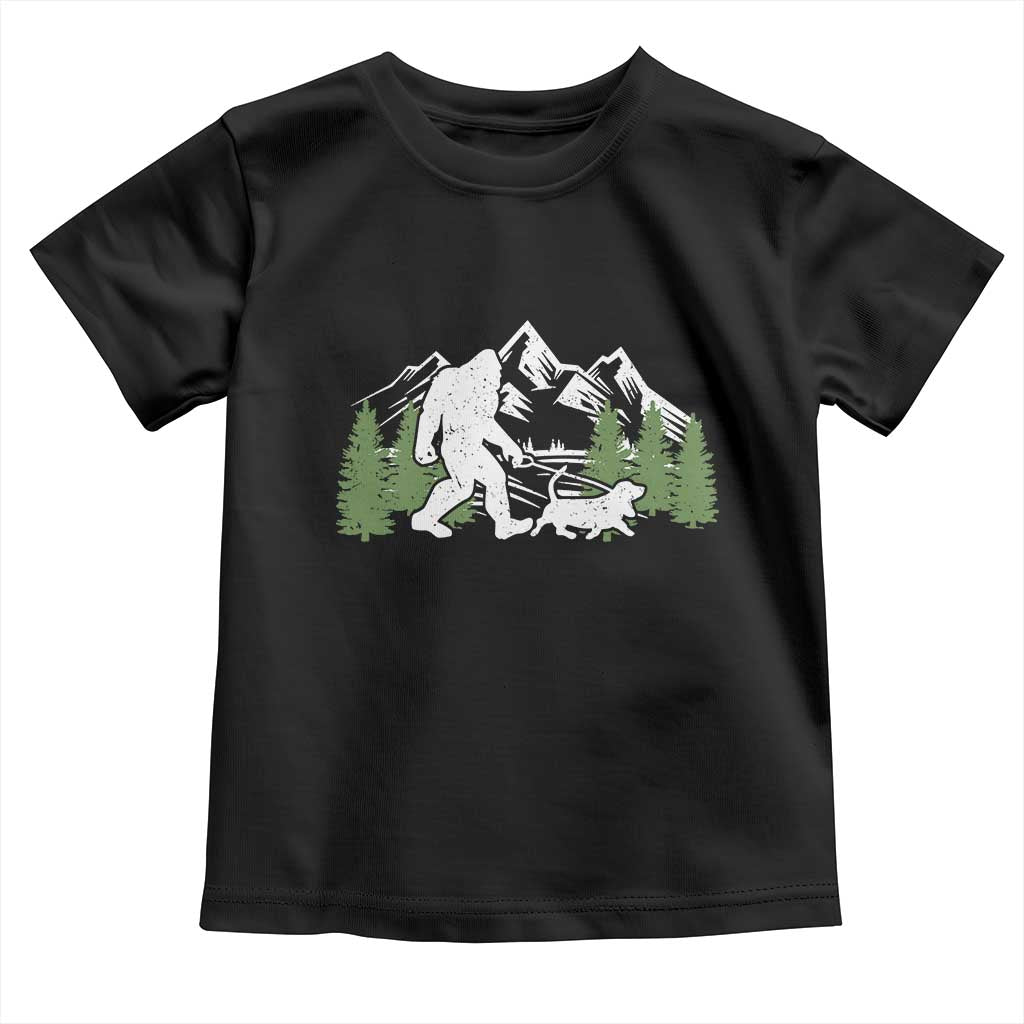 Bigfoot Walking Dachshund Toddler T Shirt Funny Wiener Dog Gift Sasquatch TS10 Black Print Your Wear