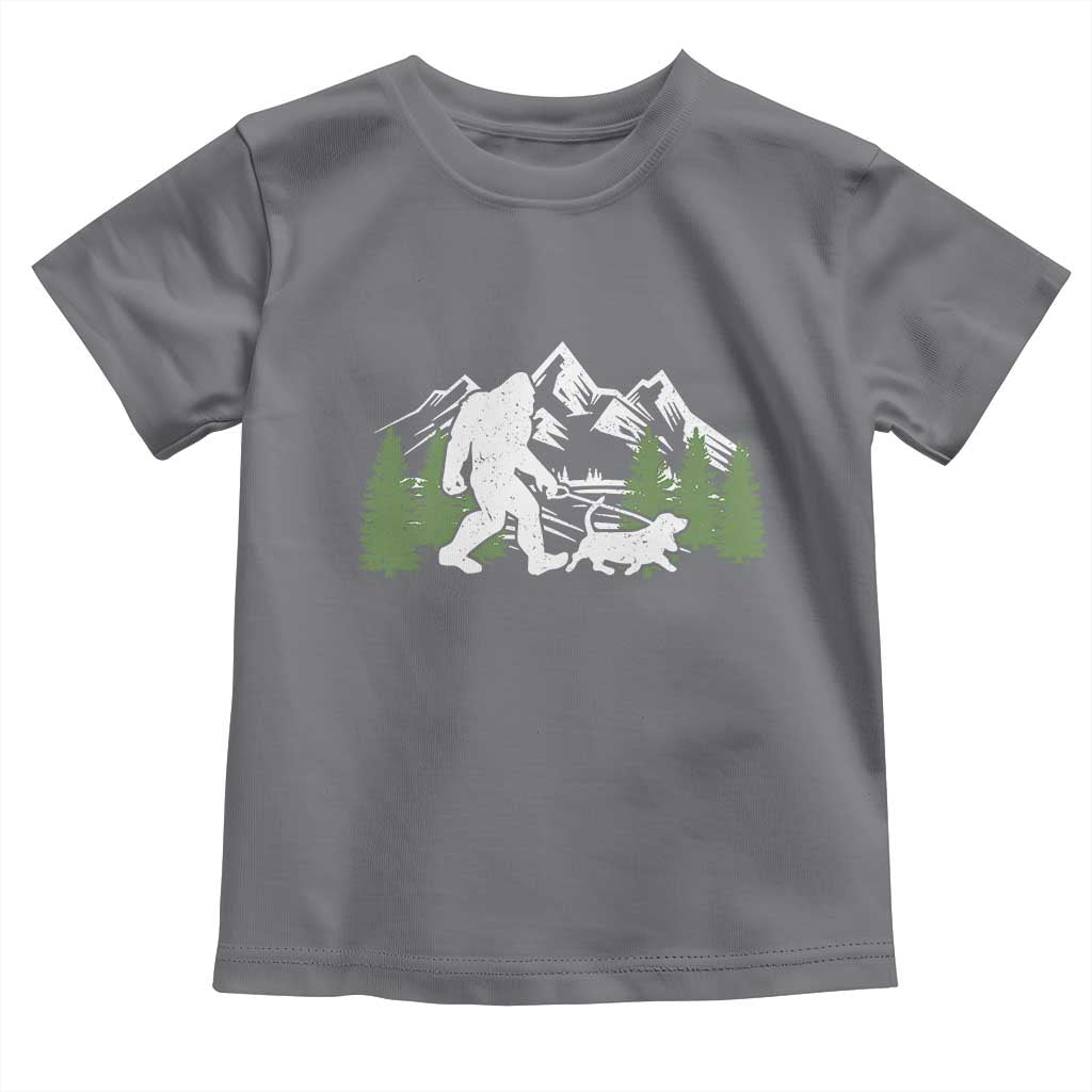Bigfoot Walking Dachshund Toddler T Shirt Funny Wiener Dog Gift Sasquatch TS10 Charcoal Print Your Wear
