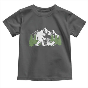 Bigfoot Walking Dachshund Toddler T Shirt Funny Wiener Dog Gift Sasquatch TS10 Dark Heather Print Your Wear