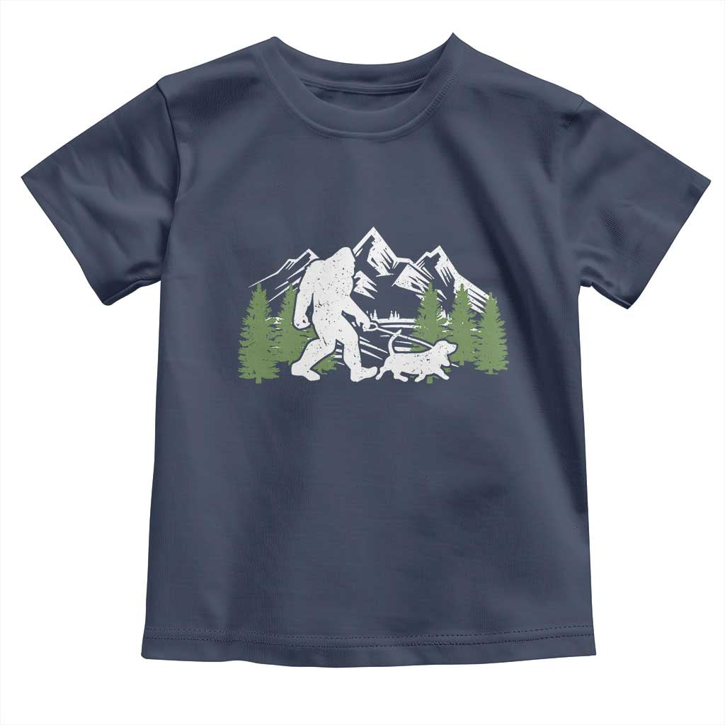 Bigfoot Walking Dachshund Toddler T Shirt Funny Wiener Dog Gift Sasquatch TS10 Navy Print Your Wear