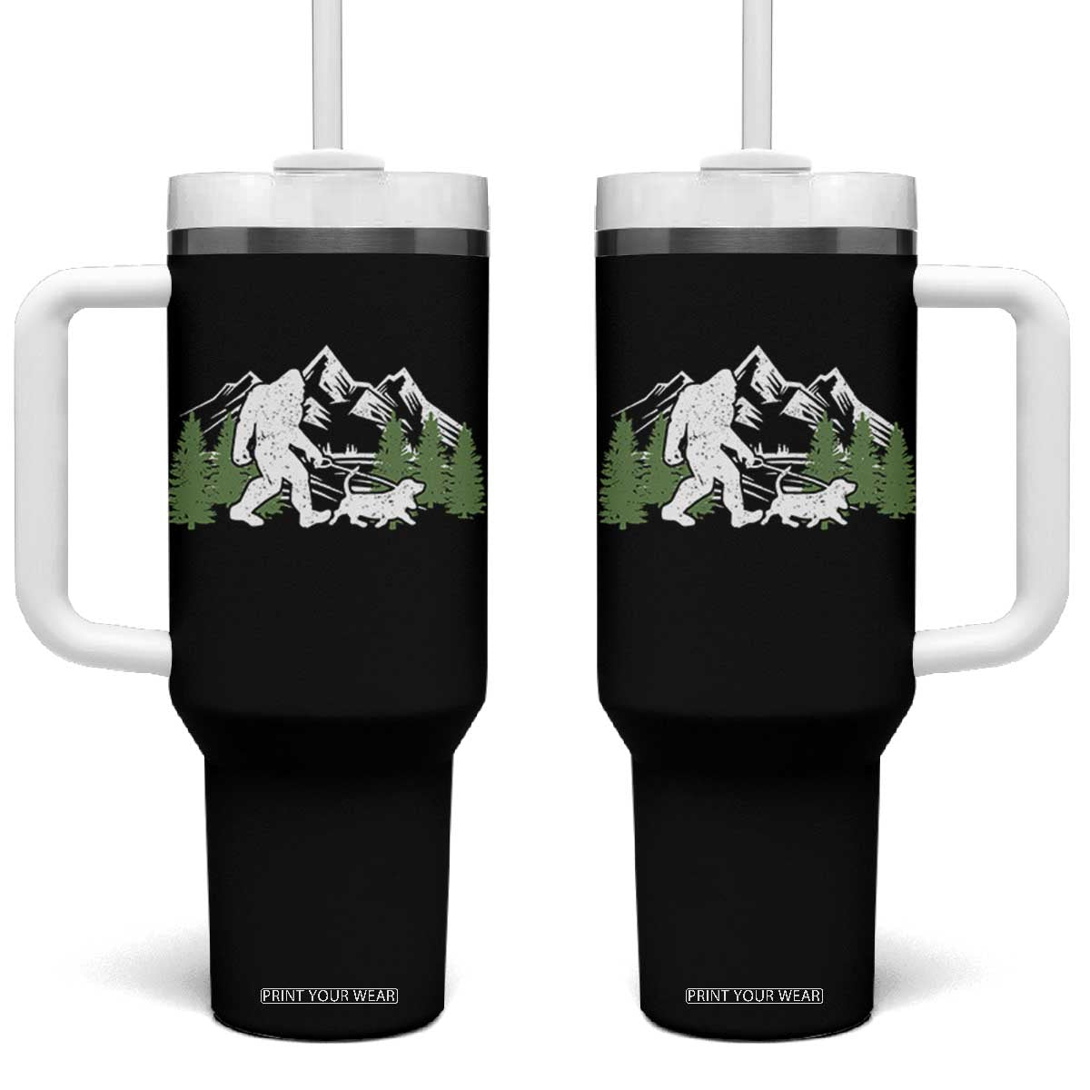 Bigfoot Walking Dachshund Tumbler With Handle Funny Wiener Dog Gift Sasquatch TS10 One Size: 40 oz Black Print Your Wear