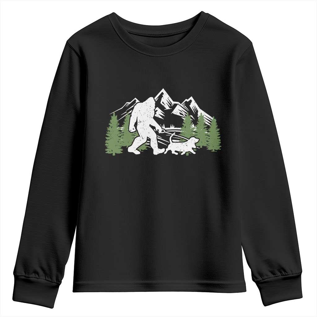 Bigfoot Walking Dachshund Youth Sweatshirt Funny Wiener Dog Gift Sasquatch TS10 Black Print Your Wear