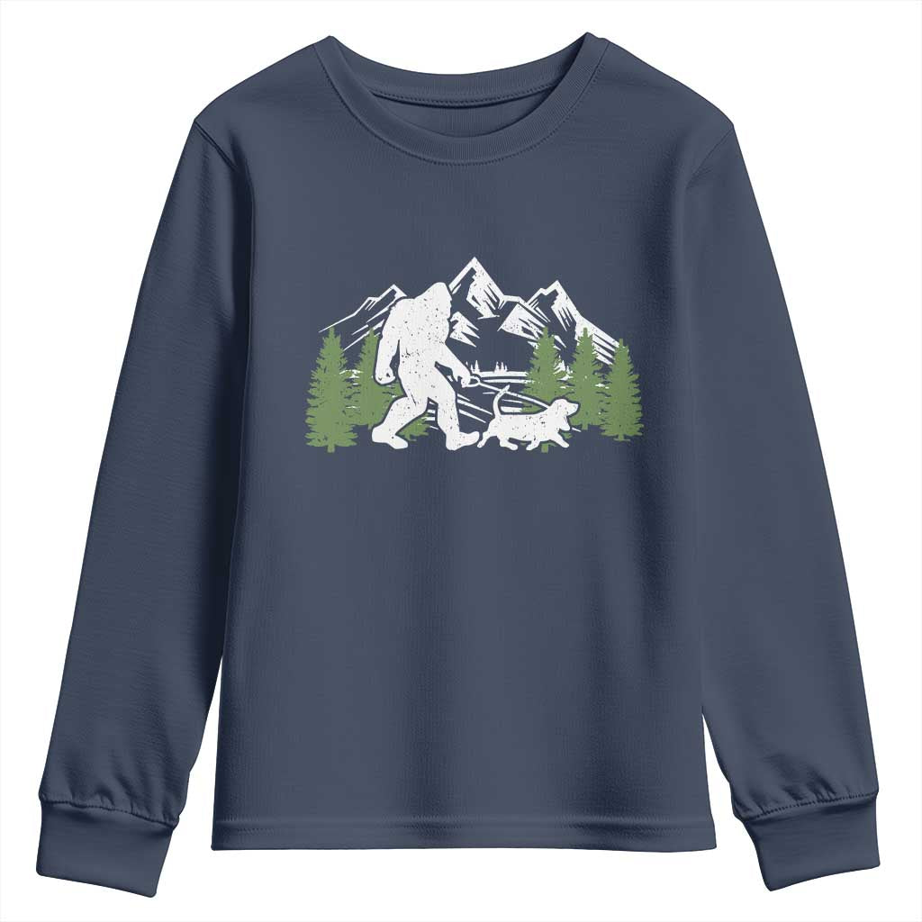 Bigfoot Walking Dachshund Youth Sweatshirt Funny Wiener Dog Gift Sasquatch TS10 Navy Print Your Wear