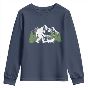Bigfoot Walking Dachshund Youth Sweatshirt Funny Wiener Dog Gift Sasquatch TS10 Navy Print Your Wear