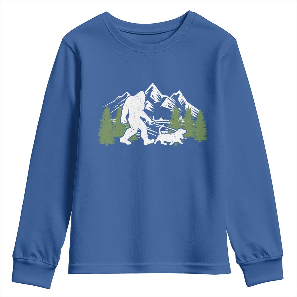 Bigfoot Walking Dachshund Youth Sweatshirt Funny Wiener Dog Gift Sasquatch TS10 Royal Blue Print Your Wear