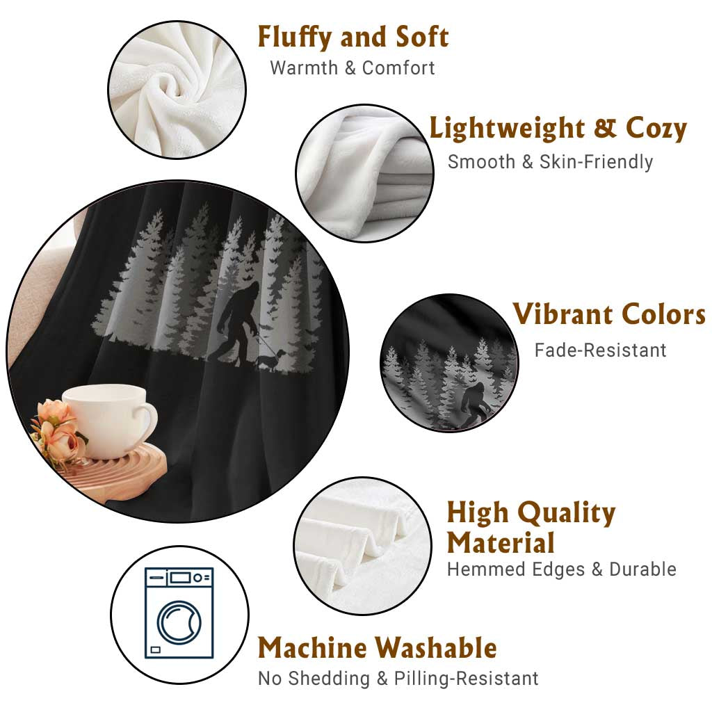 Bigfoot Walking Dachshund Throw Blanket Funny Wiener Dog Gift Forest Sasquatch Yeti TS10 Print Your Wear