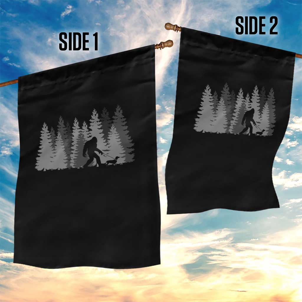 Bigfoot Walking Dachshund Garden Flag Funny Wiener Dog Gift Forest Sasquatch Yeti TS10 Print Your Wear