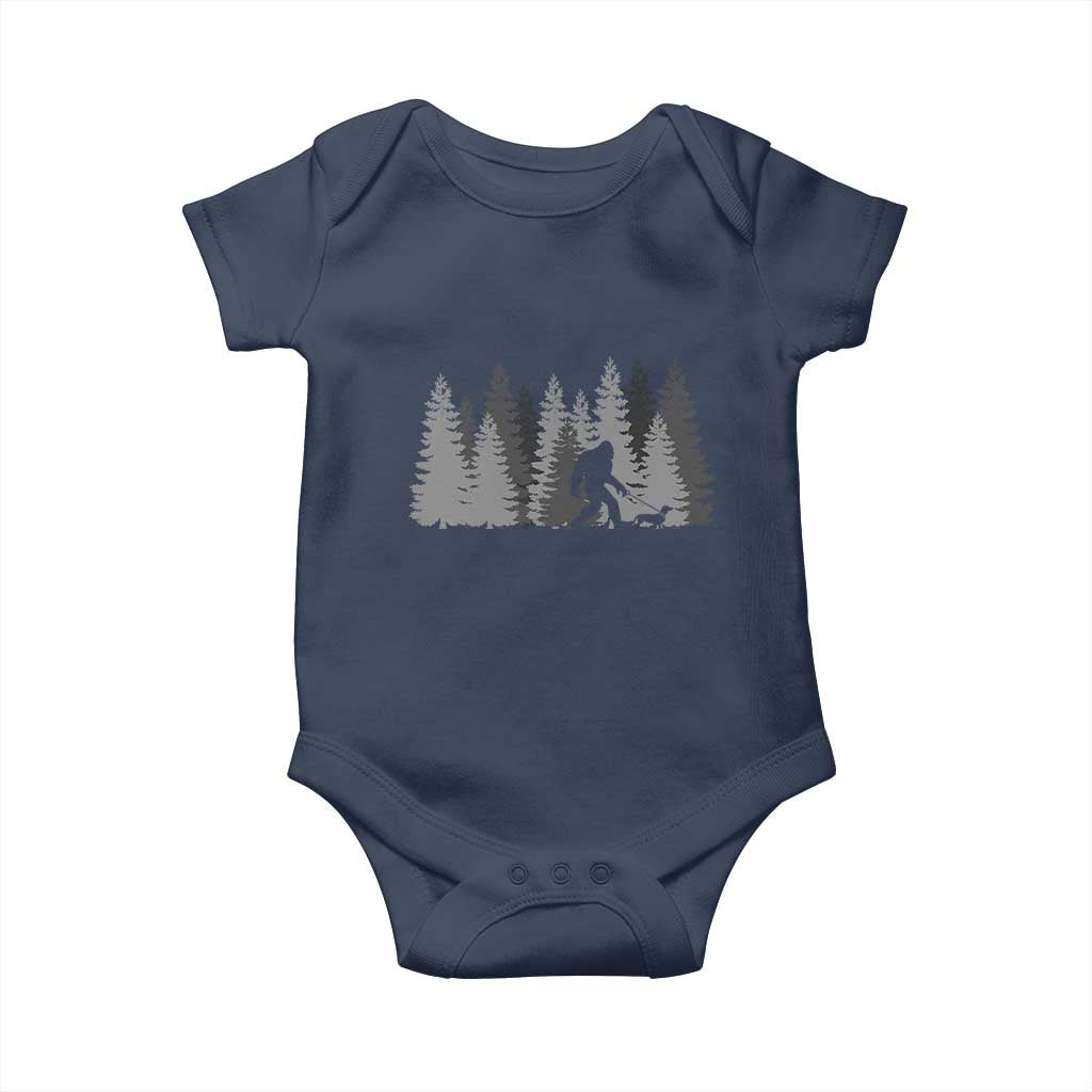 Bigfoot Walking Dachshund Baby Onesie Funny Wiener Dog Gift Forest Sasquatch Yeti TS10 Navy Print Your Wear