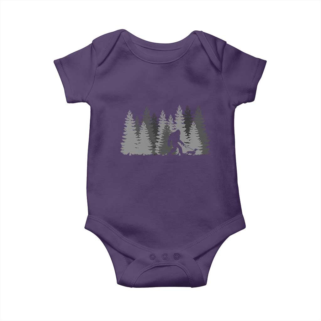 Bigfoot Walking Dachshund Baby Onesie Funny Wiener Dog Gift Forest Sasquatch Yeti TS10 Purple Print Your Wear