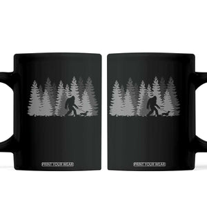 Bigfoot Walking Dachshund Coffee Mug Funny Wiener Dog Gift Forest Sasquatch Yeti TS10 Black Print Your Wear