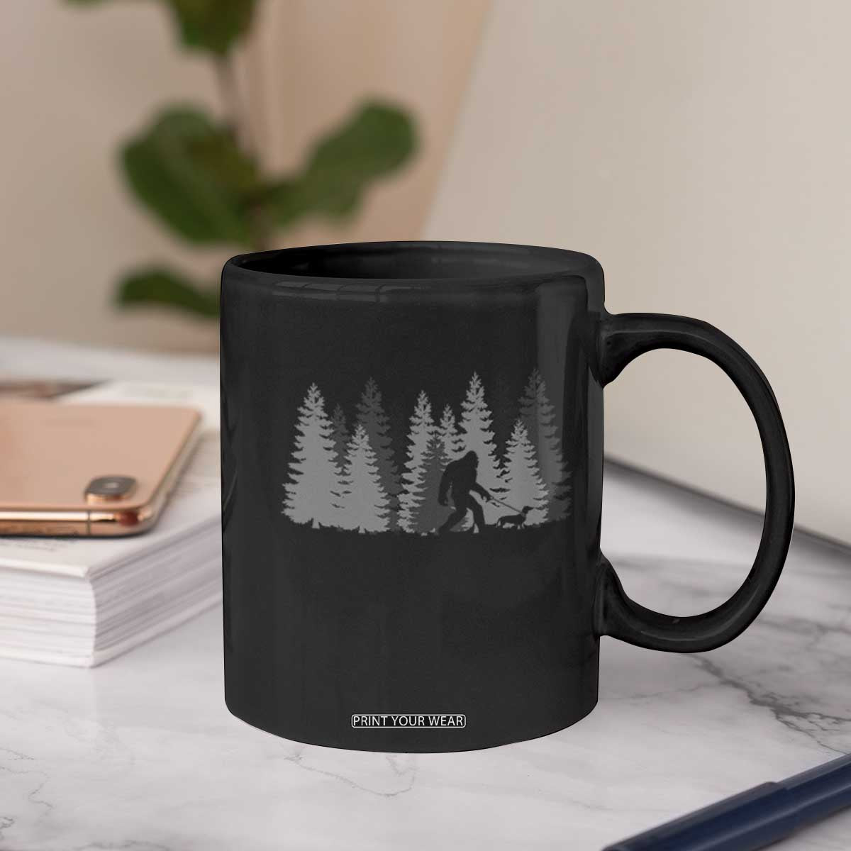 Bigfoot Walking Dachshund Coffee Mug Funny Wiener Dog Gift Forest Sasquatch Yeti TS10 Print Your Wear