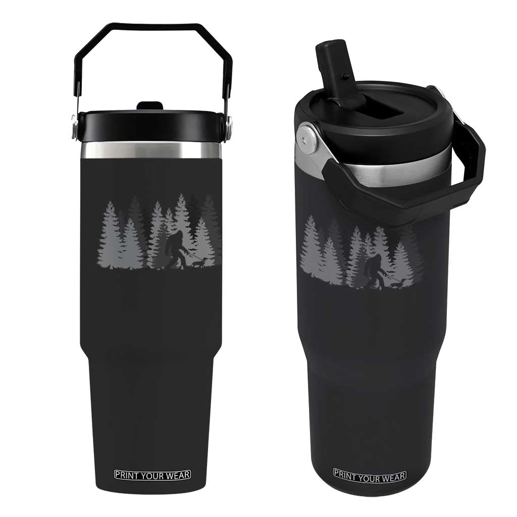 Bigfoot Walking Dachshund Flip Straw Tumbler Funny Wiener Dog Gift Forest Sasquatch Yeti TS10 One Size: 30 oz Black Print Your Wear