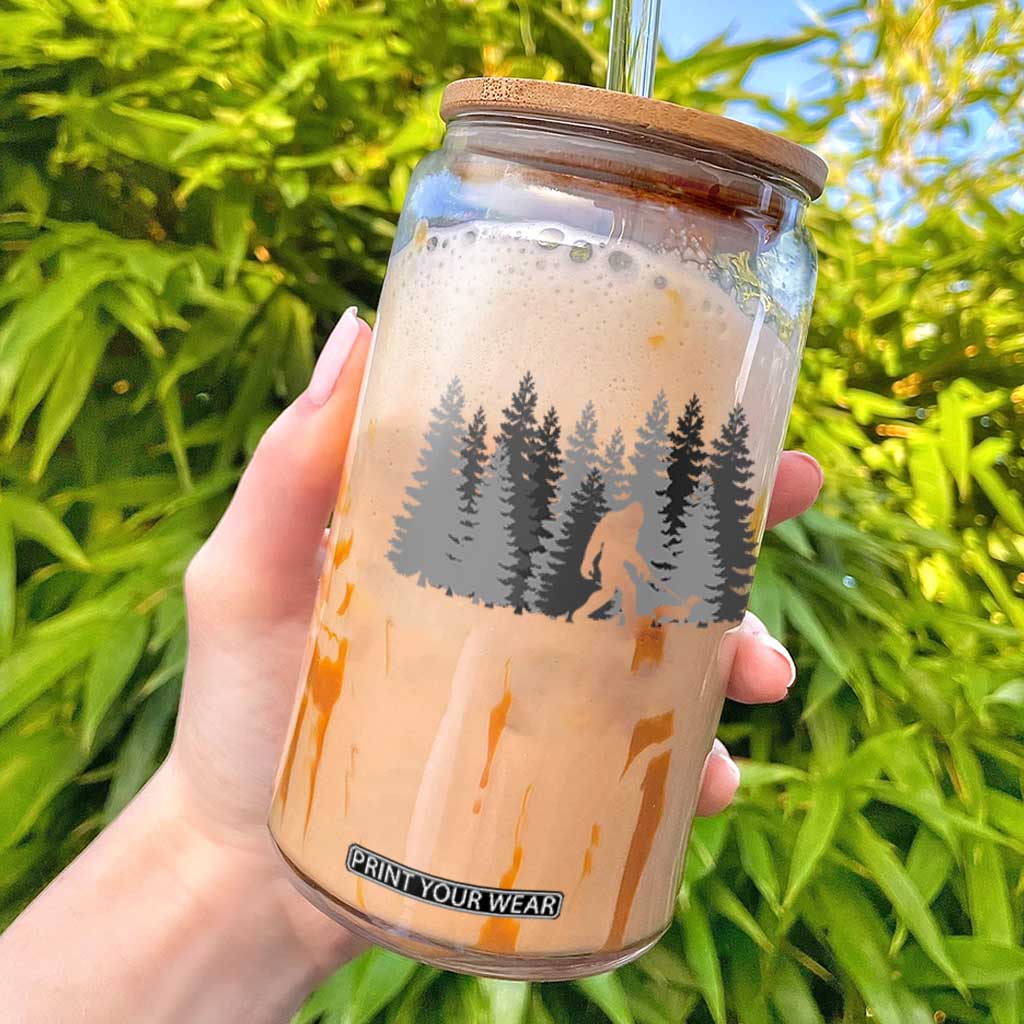 Bigfoot Walking Dachshund Glass Can Funny Wiener Dog Gift Forest Sasquatch Yeti TS10 Black Print Your Wear