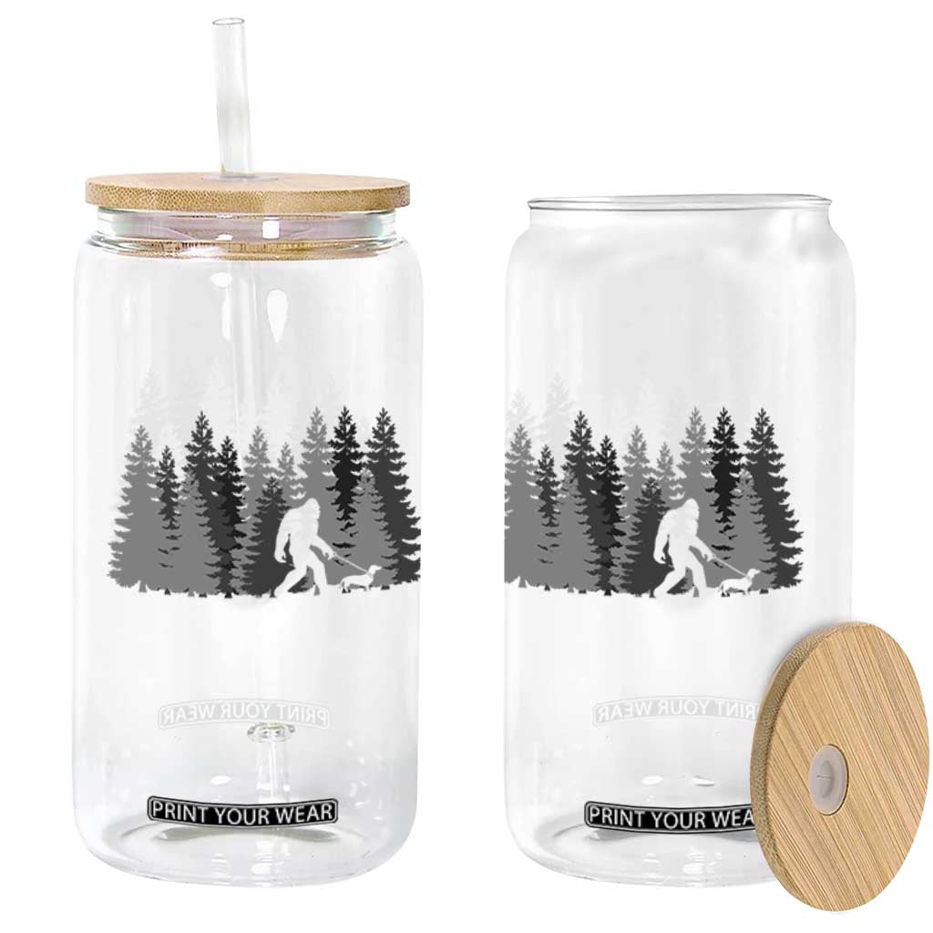 Bigfoot Walking Dachshund Glass Can Funny Wiener Dog Gift Forest Sasquatch Yeti TS10 Print Your Wear