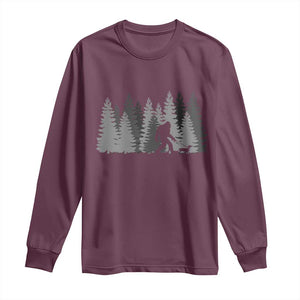 Bigfoot Walking Dachshund Long Sleeve Shirt Funny Wiener Dog Gift Forest Sasquatch Yeti TS10 Maroon Print Your Wear