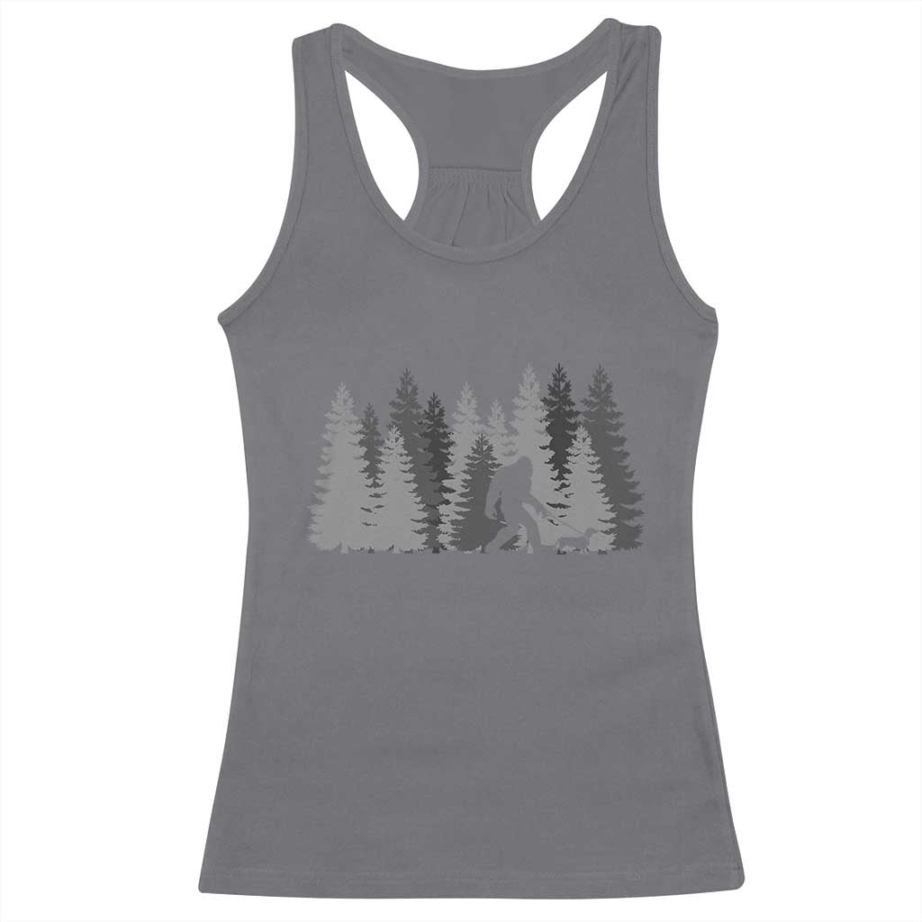Bigfoot Walking Dachshund Racerback Tank Top Funny Wiener Dog Gift Forest Sasquatch Yeti TS10 Charcoal Print Your Wear