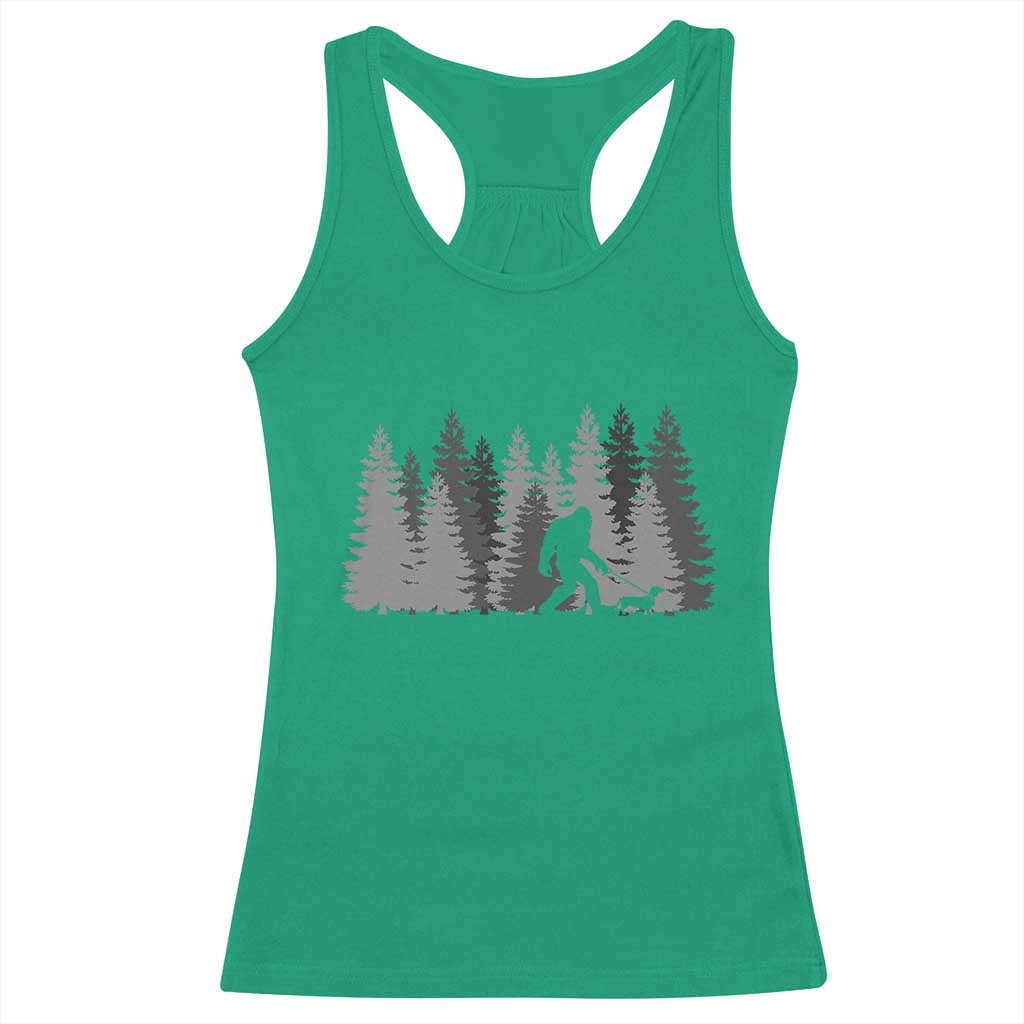 Bigfoot Walking Dachshund Racerback Tank Top Funny Wiener Dog Gift Forest Sasquatch Yeti TS10 Irish Green Print Your Wear
