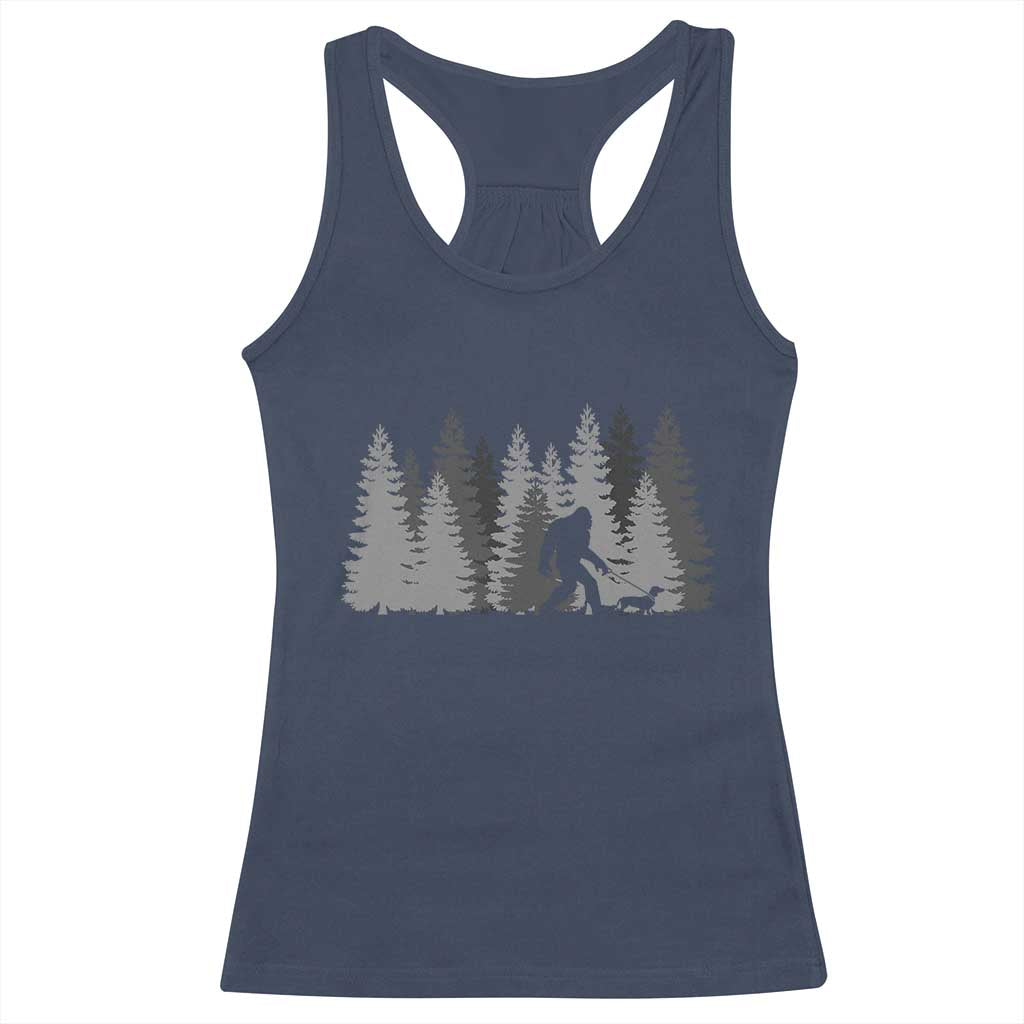 Bigfoot Walking Dachshund Racerback Tank Top Funny Wiener Dog Gift Forest Sasquatch Yeti TS10 Navy Print Your Wear