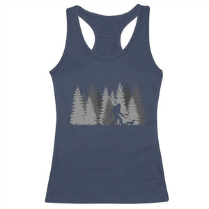 Bigfoot Walking Dachshund Racerback Tank Top Funny Wiener Dog Gift Forest Sasquatch Yeti TS10 Navy Print Your Wear