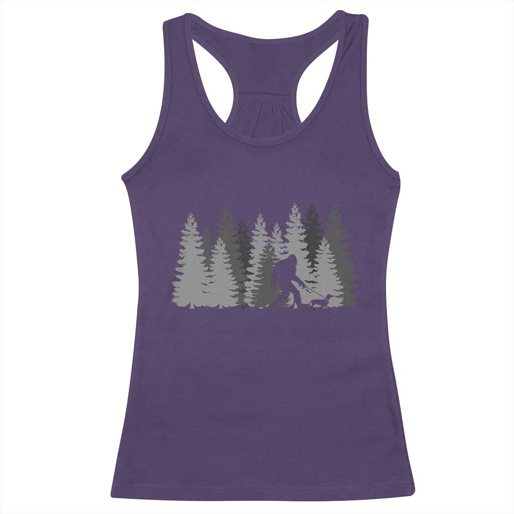 Bigfoot Walking Dachshund Racerback Tank Top Funny Wiener Dog Gift Forest Sasquatch Yeti TS10 Purple Print Your Wear