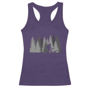 Bigfoot Walking Dachshund Racerback Tank Top Funny Wiener Dog Gift Forest Sasquatch Yeti TS10 Purple Print Your Wear