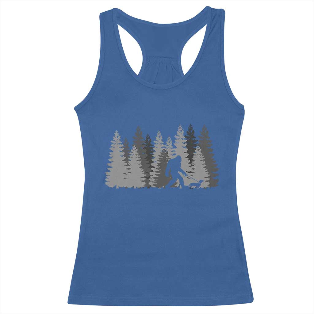 Bigfoot Walking Dachshund Racerback Tank Top Funny Wiener Dog Gift Forest Sasquatch Yeti TS10 Royal Blue Print Your Wear