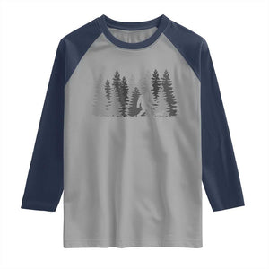 Bigfoot Walking Dachshund Raglan Shirt Funny Wiener Dog Gift Forest Sasquatch Yeti TS10 Sport Gray Navy Print Your Wear