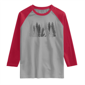 Bigfoot Walking Dachshund Raglan Shirt Funny Wiener Dog Gift Forest Sasquatch Yeti TS10 Sport Gray Red Print Your Wear
